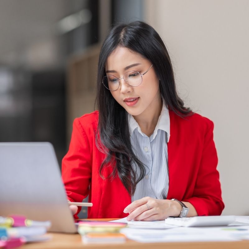 Woman working on laptop