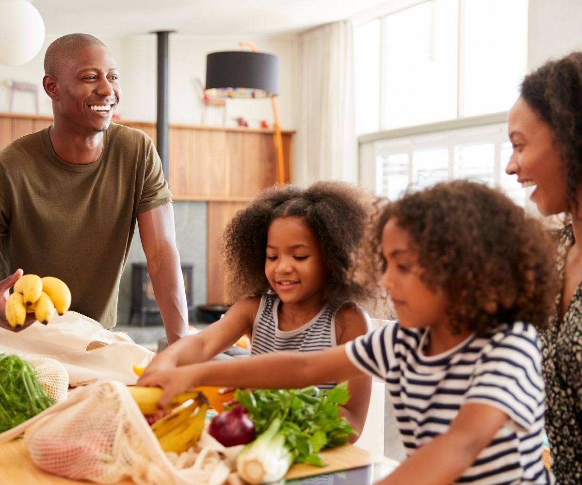 Family in kitchen