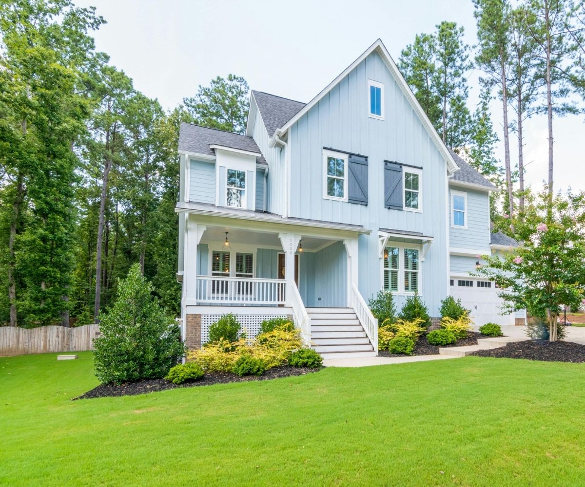 Light blue house exterior