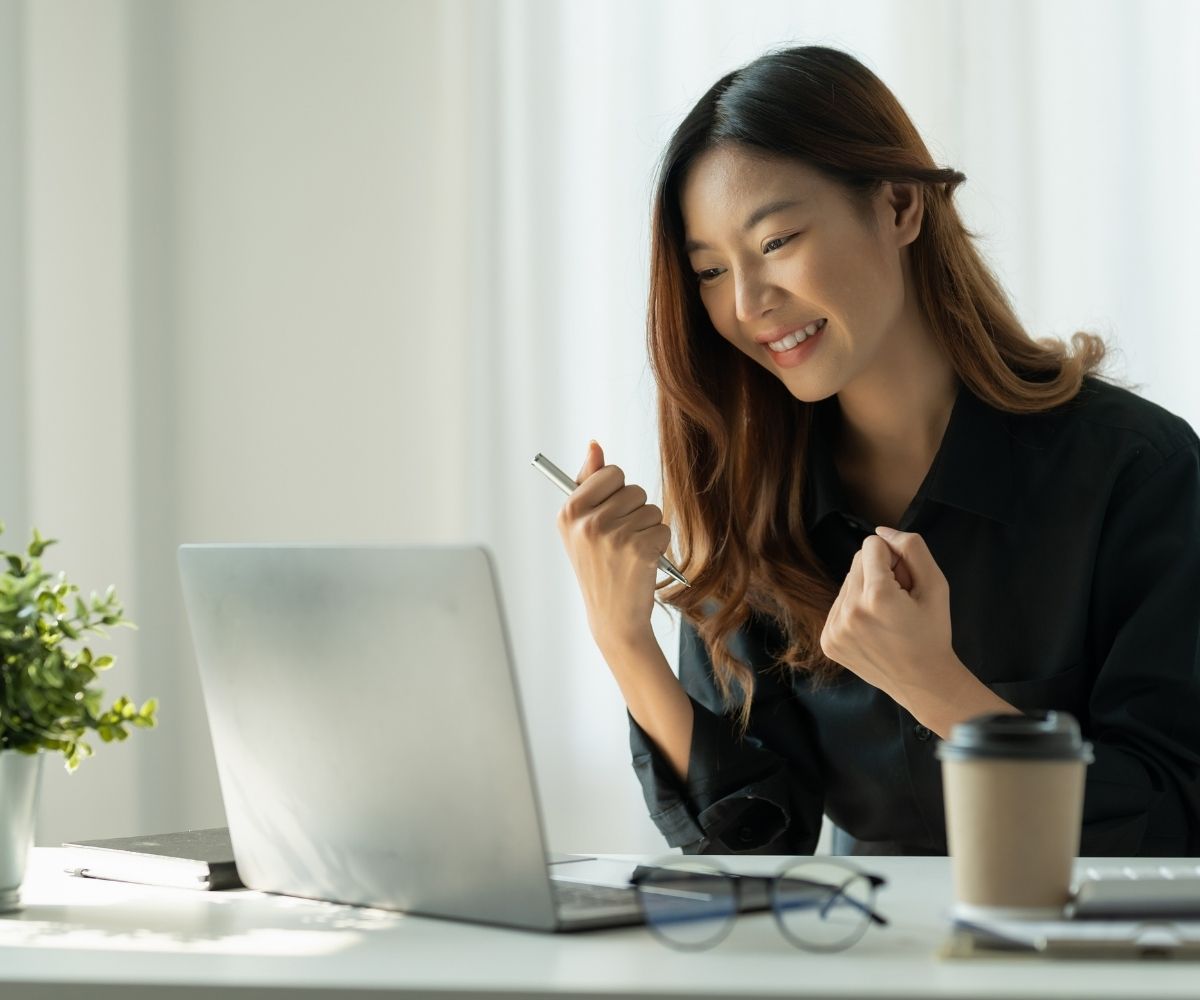 Woman using laptop