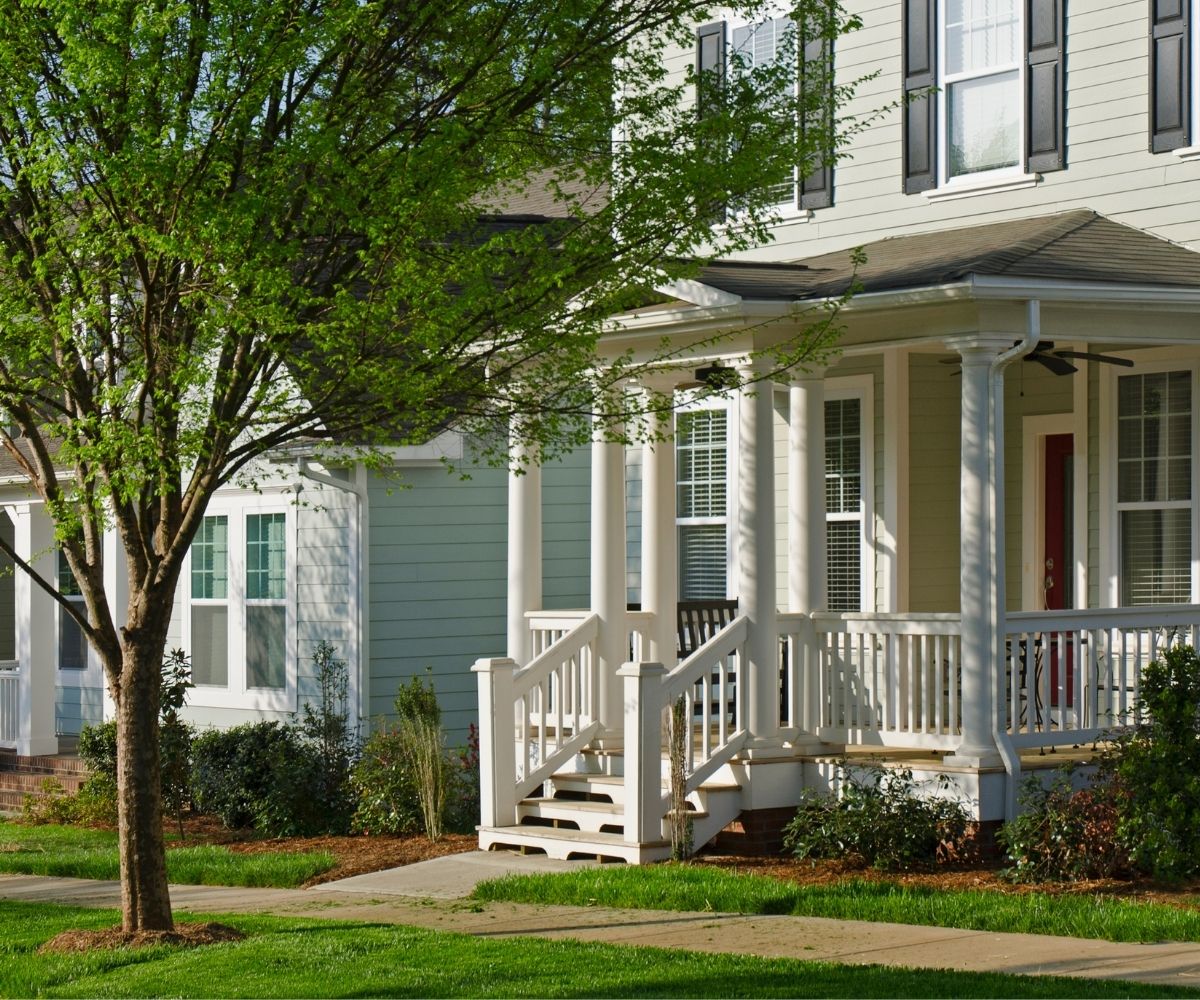 3 houses with front porches