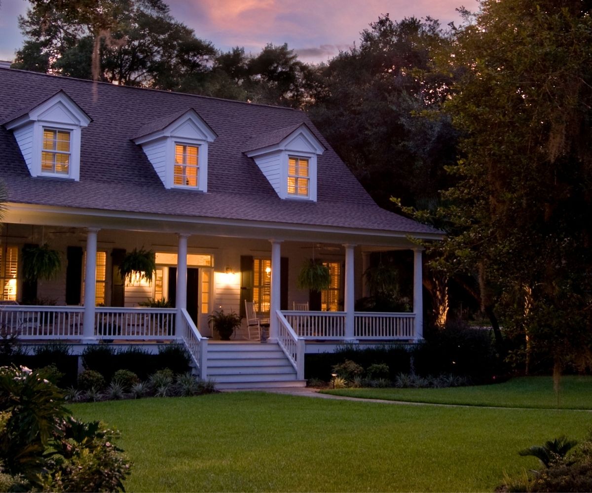 House exterior at dusk