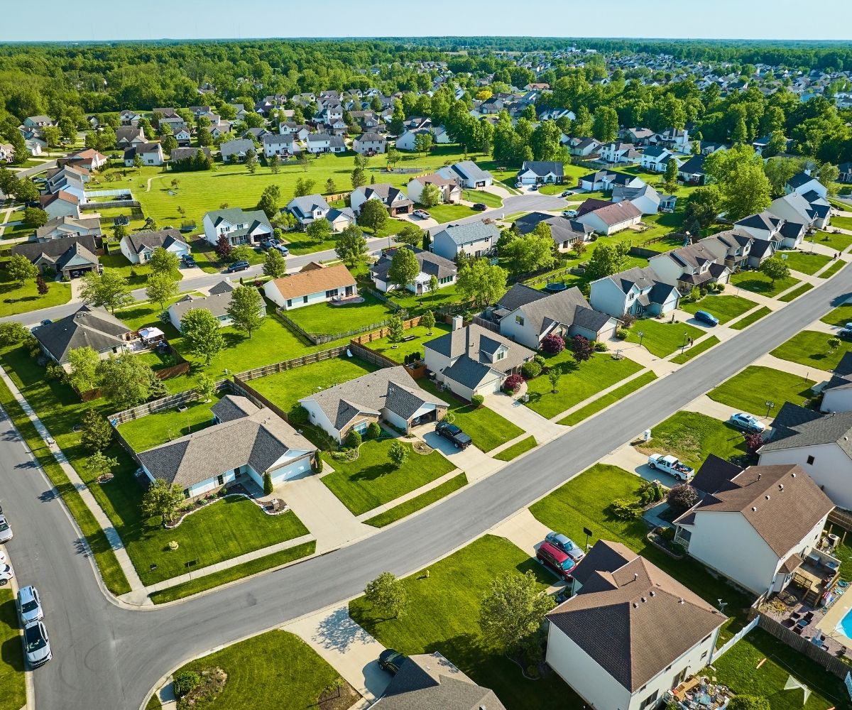 Neighborhood houses aerial