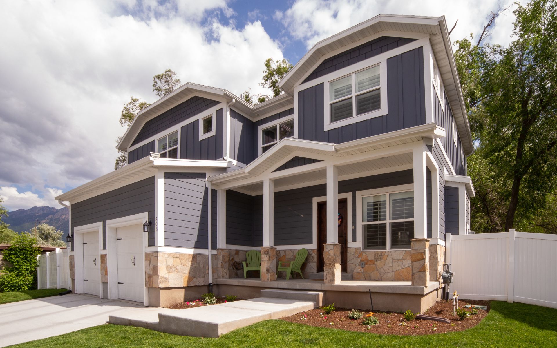 Blue two-story home